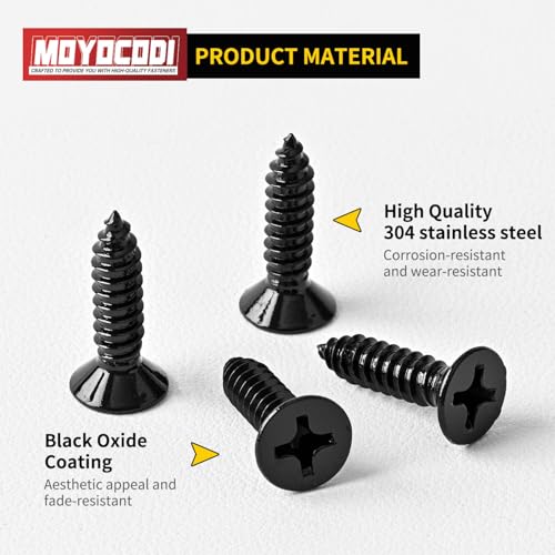 #4 x 1 (100 Pack) Flat Head Sheet Metal Screws Phillips Drive Self-Tapping Wood Screws, Black Oxide 304 Stainless Steel Screw (18-8), Corrosion Resistant Screws - size: #4 x 1"