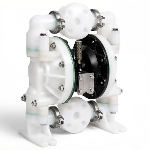 1" PP Pneumatic Double Diaphragm Pump, Air-Powered Chemical Transfer Pump, Anti-Corrosion, Anti-Static, Self-Priming, Dry-Run Capable for Corrosive Fluids,electroplating solution - size: QBY4-25PP+PTFE 35GMP