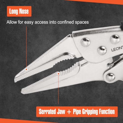 9.5" Long Nose Locking Pliers, Needle Nose Vise Grips, Forged Carbon Steel, Anti-Slip TPR Handle, Adjustable Clamping Pressure, Quick Release, Multipurpose Clamping Tool for Tight Spaces - style: 9.5" Long Nose