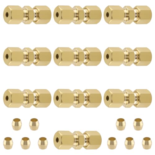 10Pcs 1/8" OD x 1/8" OD Compression Union Fitting - size: 10Pcs-1/8" Union