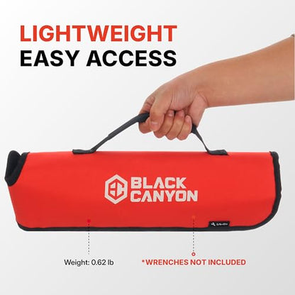 BLACK CANYON Wrench Roll Up Pouch, Waterproof, Wear-Resistant, Wrench Roll with Handle, Wrench Organizer for Manufacturing, Construction - size: 15 Pockets SAE
