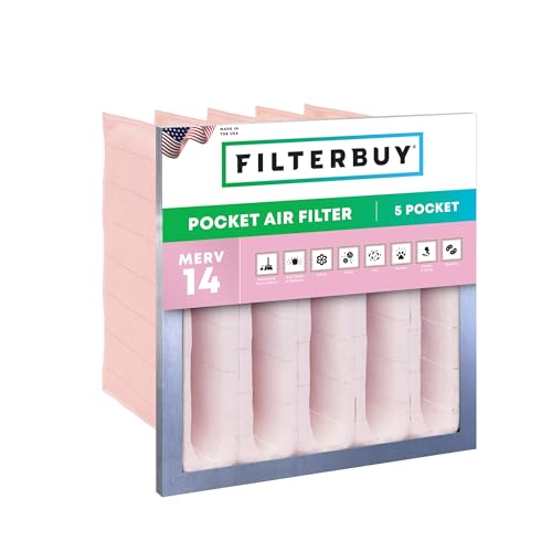 Filterbuy 20x20x15 5-Pocket Air Filter MERV 14 Particle Defense (1-Pack) - size: 20x20x15