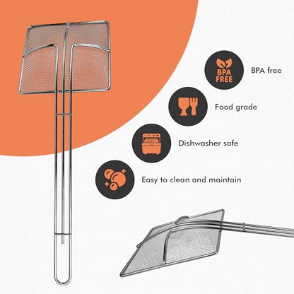Wire Mesh Strainer with Handle, 4-Pack Deep Fryer Skimmer Cuisine Ready