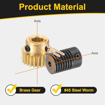 uxcell Worm Gear Set Right Rotation 25T 0.5 Module 1:25 Reduction Rate - size: Gear-5mm, Rod-3mm Bore, style: 0.5M-25T