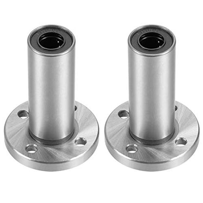 uxcell LM10UU Extra Long Round Flange Linear Ball Bearings, 10mm Bore Dia, 19mm OD, 55mm Length (Pack of 2) - size: 10mm