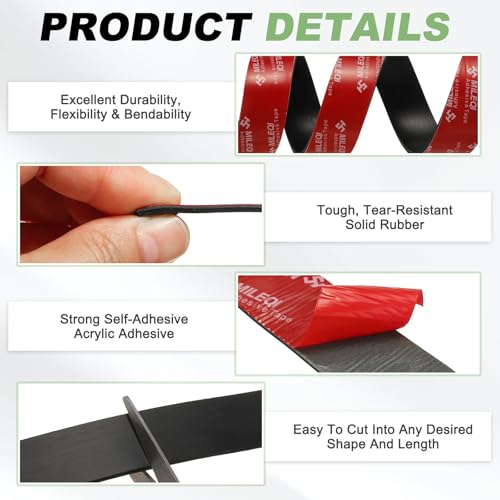 PATIKIL Neoprene Rubber Strip 1-1/5"W x 1/16"T x 3.3FT L Self Adhesive 2Pcs - size: 1-1/5" x 1/16" x 3.3FT