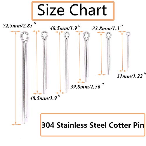 100pcs 304 Stainless Steel Cotter Pin Clip Key Fastner Fitting Assortment Kit for Automotive Mechanics Small Engine Repair，Automotive, Mechanics, Car Garage, Power Equipment, Cars, Trucks Law - size: 100pcs Cotter Pin Assortment Kit
