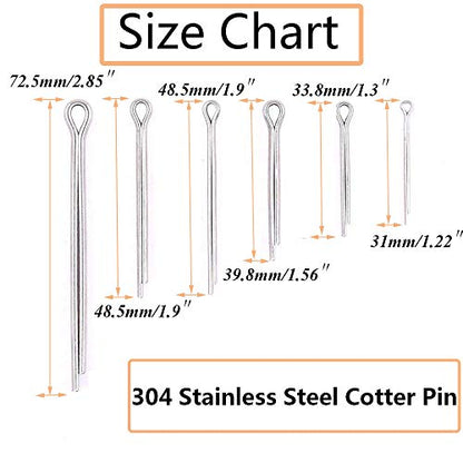 100pcs 304 Stainless Steel Cotter Pin Clip Key Fastner Fitting Assortment Kit for Automotive Mechanics Small Engine Repair，Automotive, Mechanics, Car Garage, Power Equipment, Cars, Trucks Law - size: 100pcs Cotter Pin Assortment Kit