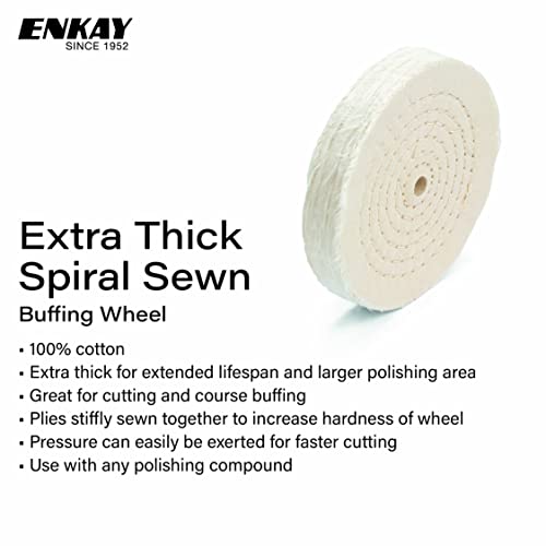 ENKAY - 6" Extra Thick Spiral Sewn Buffing Wheel (80 Ply)