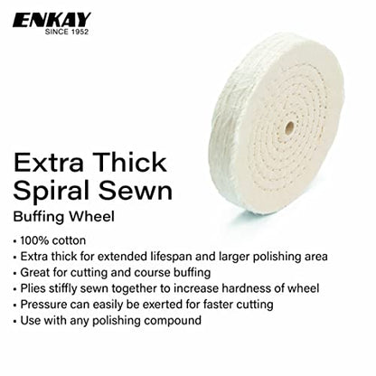 ENKAY - 6" Extra Thick Spiral Sewn Buffing Wheel (80 Ply)