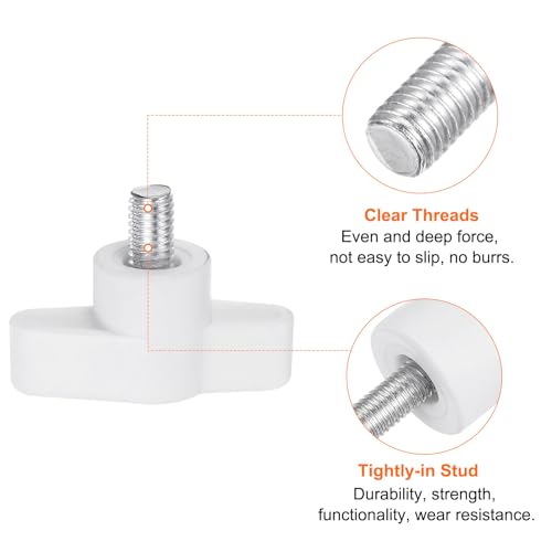 HARFINGTON 20Pcs Wing Knobs M6x14mm Male Thread Plastic Tee Stud Knobs - color: White, size: M6 x 14mm