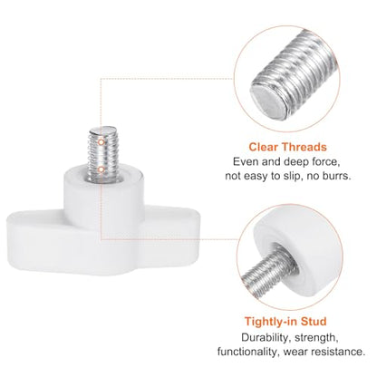 HARFINGTON 20Pcs Wing Knobs M6x14mm Male Thread Plastic Tee Stud Knobs - color: White, size: M6 x 14mm