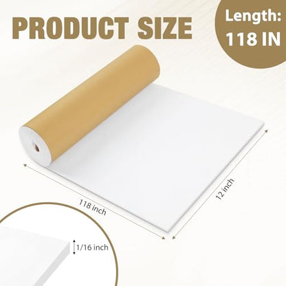 LSGCQ Sponge Neoprene Foam Padding Self Adhesive Foam Sheets, White - color: White, size: 12" Wide x 1/16" Thick x 118" Long