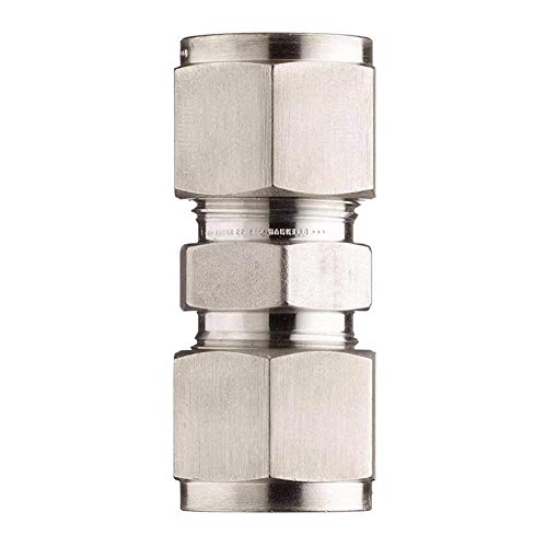 Beduan 304 Stainless Steel Compression Tube Fitting, 3/8" x 3/8" Tube OD, Straight Connect, Double-Ferrule Adapter - size: 3/8 Inch