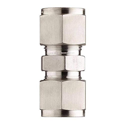 Beduan 304 Stainless Steel Compression Tube Fitting, 3/8" x 3/8" Tube OD, Straight Connect, Double-Ferrule Adapter - size: 3/8 Inch