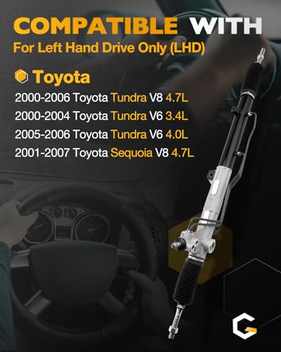 Hydraulic Steering Rack & Pinion, Fit for 00-06 Toyota Tundra 3.4 4.0 4.7 L - size: 00-06 Toyota Tundra & 01-07 Sequoia
