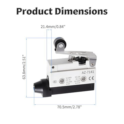 2 Pcs AZ-7141 Micro Limit Switch, 5A 250VAC Micro Switch, SPDT - color: AZ-7141
