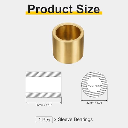 uxcell Sleeve Bearings, 25mm Bore x 32mm OD x 30mm Length - size: 25x32x30mm