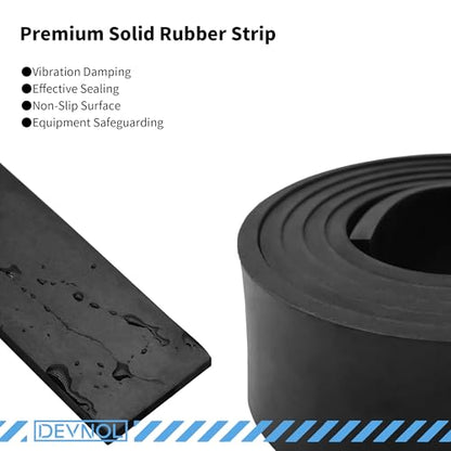 DEVNOL Neoprene Rubber Strip 1/2 (.500)" Thick X 2" Wide X 5'Long Grade 65A for Gasket, Surface Protection, Sealing - size: 1/2" x 2" x 5'