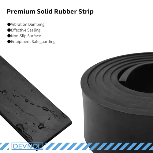 DEVNOL Neoprene Rubber Strip 1/4 (.250)" Thick X 2" Wide X 5'Long Grade 65A for Gasket, Surface Protection, Sealing - size: 1/4" x 2" x 5'
