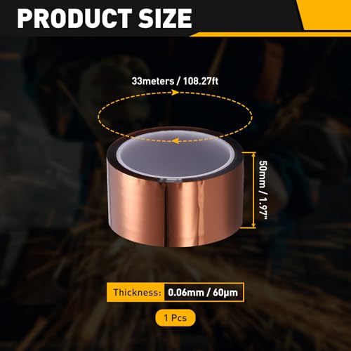 uxcell Heat Tape, 50mm x 33m (108ft) Polyimide Heat Transfer Sublimation Tape No Residue High-Temperature Resistant Tapes for Heat Press Soldering Circuit Board, Brown - size: 50mm x 33m (108ft)