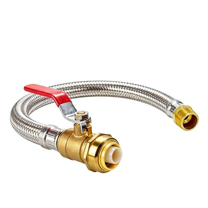 TTFLEX 24" Water Heater Hose 3/4" Ball Valve Push to Connect x 3/4" MIP