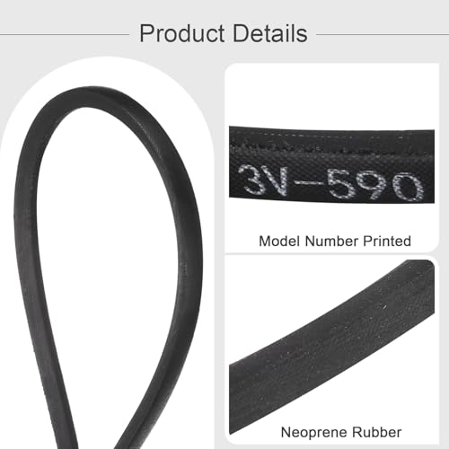uxcell 3V590 Rubber V Belt 59" Length x 0.38" Width x 0.31" Thick, Industrial Power Transmission Belt - size: 3V590