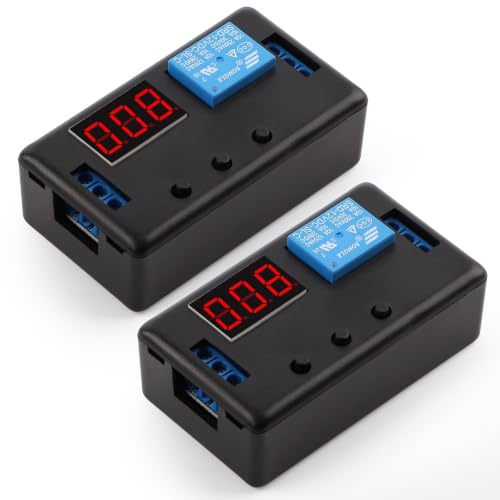 DROK 12V Timer Relay 2pcs, LED Display 4-Mode On-Off Automotive Time Delay Relay, Electric Delay Timer Switch 0.1s to 999min - size: 2pcs