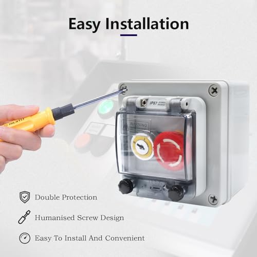 Button Box Green +Red Momentary Push Button Switch with Protective Cover IP67 Outdoor Waterproof Anti-misoperation Switch Button Switch Station Box