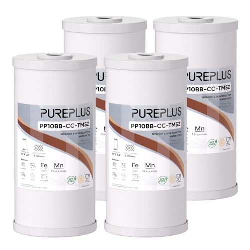 PUREPLUS 10" x 4.5" Whole House Iron Reducing Sediment Water Filter,4PACK - size: 4 Count (Pack of 1), style: Heavy Metals Removal（PRO)
