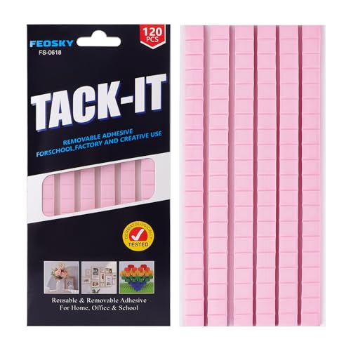 Feosky Adhesive Poster Sticky Tack Putty, Reusable and Removable Adhesive Putty, 120PCS, Mounting Putty for displaying Wall Paintings, Museum Art Photography, Picture, Crafts (Pink, Pack of 1) - color: Pink, size: 1Pack