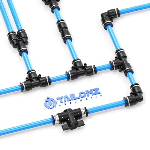 TAILONZ PNEUMATIC 1/4 Inch OD 1/4 Inch NPT Push to Connect Fitting NPT Thread Air Hose Fittings Connection accessory kit（Pack of 13） - size: 1/4"OD 1/4"NPT