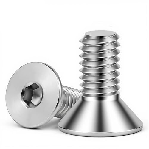 1/4-20 x 1/2" Flat Head Socket Cap Screws Countersunk Bolts, Allen Socket Drive, Stainless Steel 18-8 (304), Bright Finish, 50 PCS - color: Silver, size: 1/4-20 x 1/2"