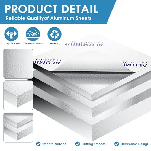 1/4Inch Thick Aluminum Sheet Plate, 8" x 8" Heavy Duty Aluminum Plates - size: 8x8", style: 1/4"