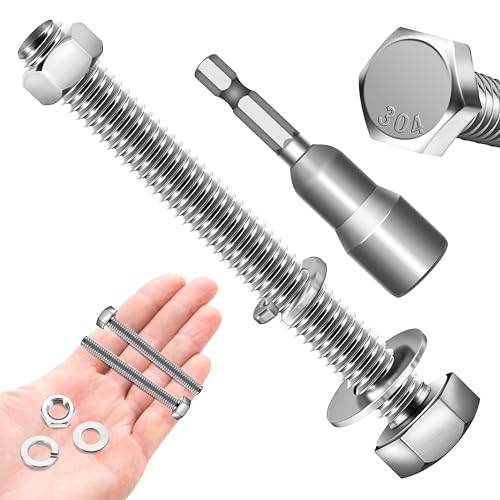 (12 Sets) 1/4-20 Bolts and Nuts Kit, 1/4-20 x 2-1/2" Hex Head Screws Kit with 1/4-20 Bolts,Nuts, Flat & Lock Washers, Fully Threaded, 1/4 20 Stainless Steel, Bright Finish by Marysino - color: (Silver)-1/4, size: 2-1/2"