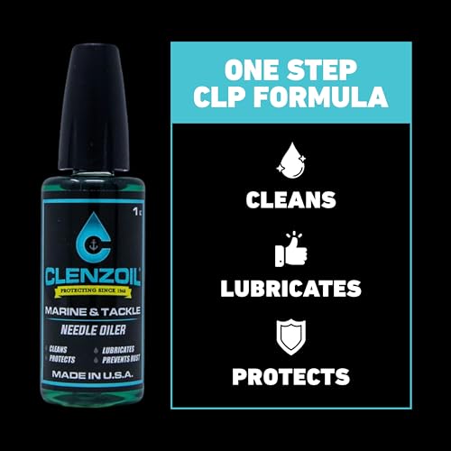 CLENZOIL Marine & Tackle - Fishing Gear Oil Lubricant - for Fish Care Reels, Boat Motors, Downriggers & More - Easily Oils Applicator - size: 2 oz + 1 oz Combo