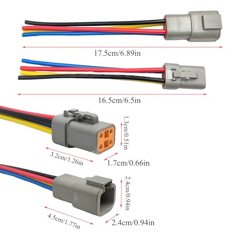 2 Sets DTP 4 Pin Waterproof Connector,Male and Female Electrical Connectors Wiring Harness 12 AWG Cable Wire for Car,Truck,Boats LED - style: 4Pins