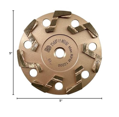 5" S Segment Grinding Wheels, #60/80 Grit, 5/8"-11 Threaded Arbor - style: 5" Diameter (S Segment)