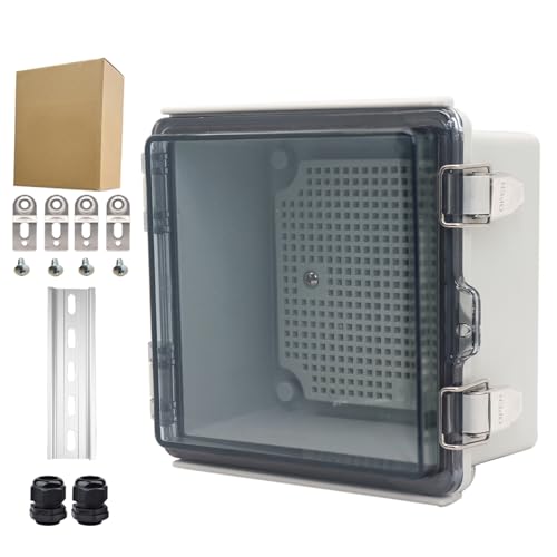 Outdoor Waterproof Electrical Box Junction Box Weatherproof IP67 ABS Plastic Enclosure Switch Router Project Box Electronics Enclosure with Mounting Plate Wall Bracket Clear 5.9"x5.9"x3.5" - color: Clear, size: 5.9" x 5.9" x 3.5"
