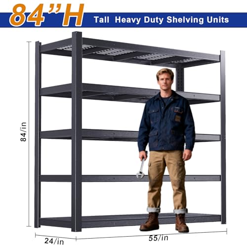 Storage Shelves Heavy Duty, Metal Shelving, 3050 LBS, 84" H - size: 24" D x 55" W x 84" H(Wire Mesh)