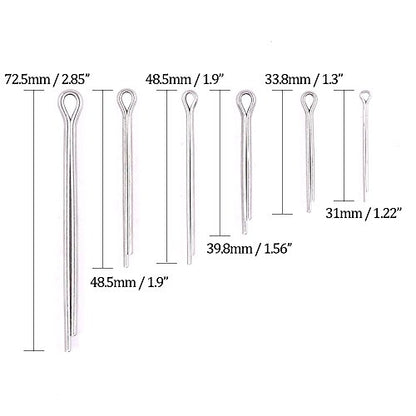 Glarks 90Pcs 304 Stainless Steel Cotter Pin Clip Key Fastner Fitting Assortment Kit