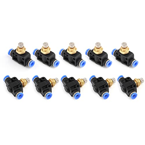 SNS Union Straight Speed Controller - 5/32" Tube OD Air Flow Control Valve with Push-to-Connect Fitting(10 PCS) SPA5/32 - size: SPA5/32