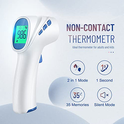 Forehead Thermometer for Adults and Kids, Non Contact, Fast Accurate Result - color: White