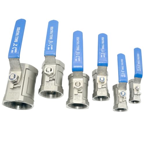 VARMHUS 3/4" Stainless Steel 304 Ball Valve 1Pc Type NPT Female Threaded with Heavy Duty Blue Vinyl Insulation Handle,CF8M Ristricted Flow,1000 WOG (3/4") - size: 1 Piece 3/4 inch