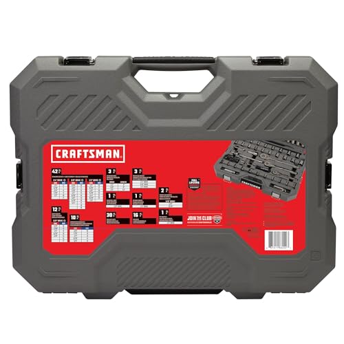 CRAFTSMAN OVERDRIVE 121-Piece Gunmetal Chrome Mechanics Tool Set, Standard SAE/Metric Socket Set, with Hard Case (CMMT99121L)