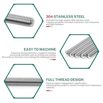 5Pcs Fully Threaded Rod & Studs, M2 x 150mm Long Threaded Screw, 0.4mm Thread Pitch, 304 Stainless Steel Right Hand Thread Bar Studs for Furniture Machinery Assembly - size: M2 x 150mm