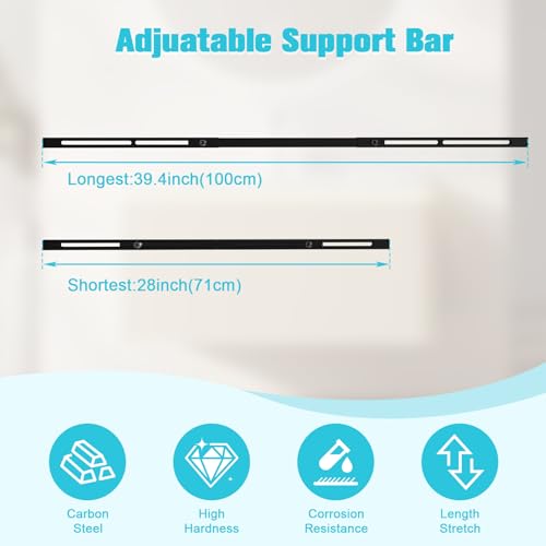 71-100cm Undermount Sink Brackets Kit, Adjustable Carbon Steel Supports - color: Black