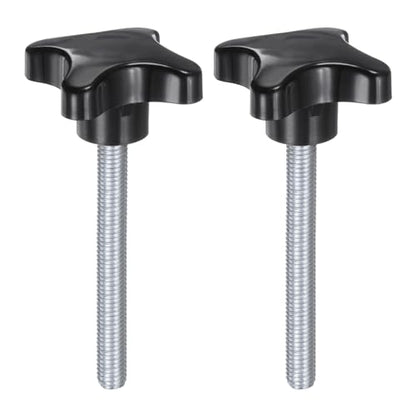 HARFINGTON 2pcs Star Knobs M10 x 80mm Male Thread Plastic 4-Star Stud Knob Hand Tightening Clamping Screw Replacement Threaded Handle, Black - size: M10 x 80mm
