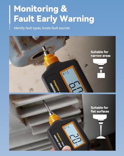 PM63A Vibration Meter Handheld, High-Precision Digital Vibration Tester, 20-Hour Continuous Runtime for Predictive Maintenance & Motor Analysis
