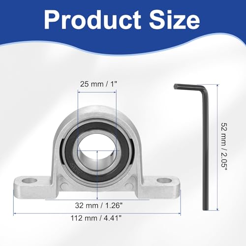 MECCANIXITY Pillow Block Bearing 1" (25mm) Bore Vertical Zinc Alloy Steel Mounted Flange Pillow Block Self-Alignment Insert Bearings Housing Pack of 4, KP005 - size: 25mm
